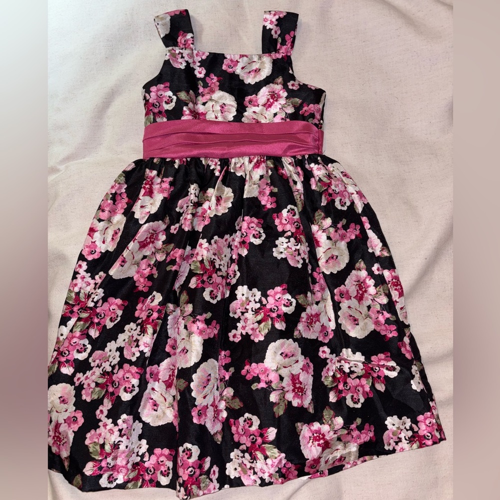 Jayne Copeland Pink and Black Floral Dress
